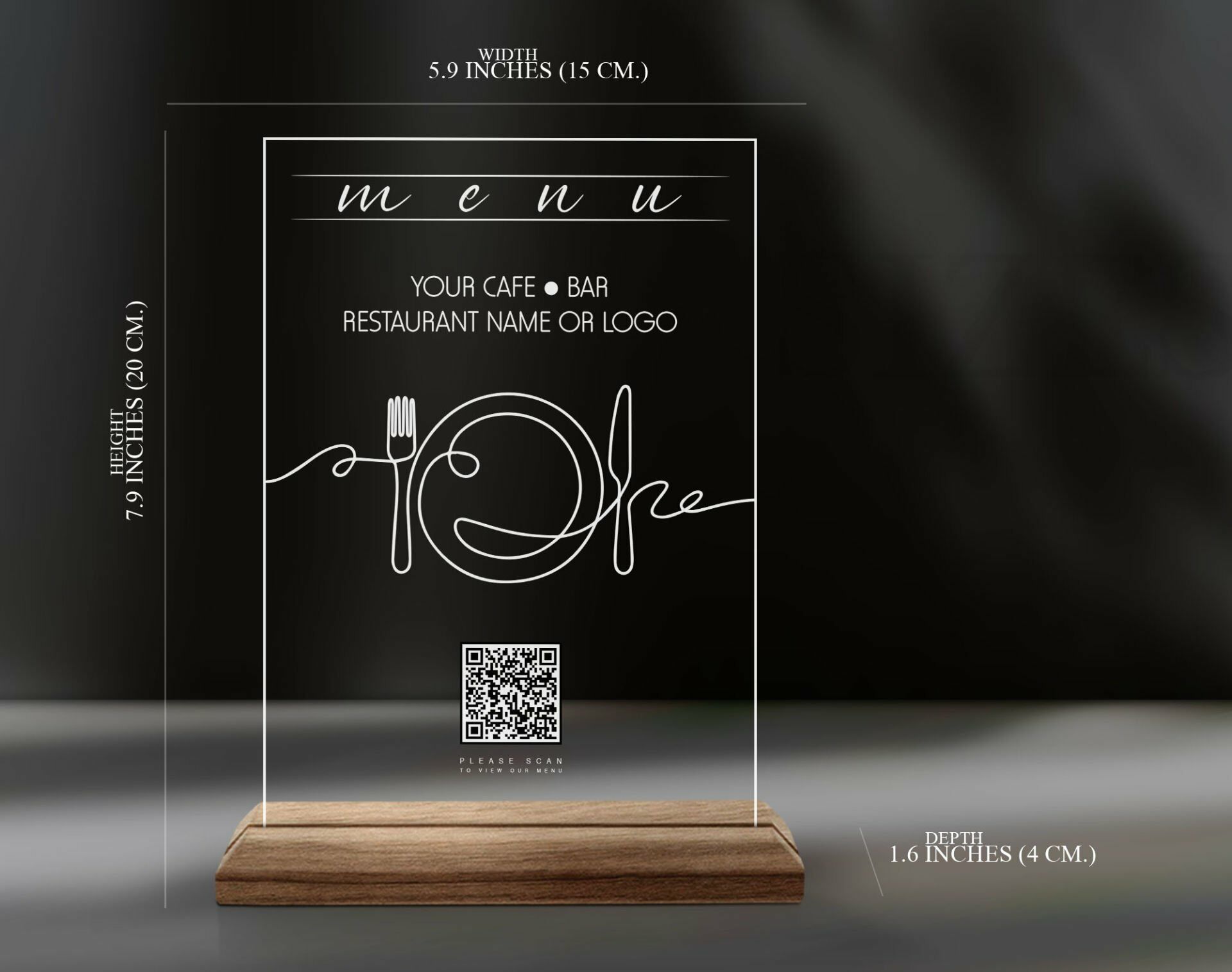 BK Gift Restoran & Cafe & Barlara Özel Ahşap Standlı Pleksi QR Kod Menü ...