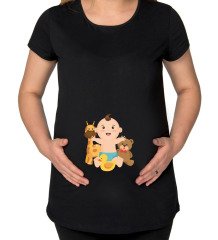 BK Gift Erkek Bebek Tasarımlı Siyah Hamile Tişört-3