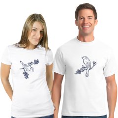 Kişiye Özel İkili Kuşların Aşkı Beyaz Takım Tişört