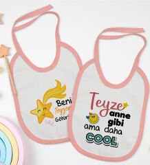 BK Kids Teyze Tasarımlı 2’li Pembe Mama Önlüğü-1