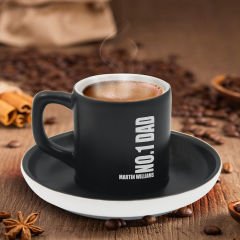 BK Gift Kişiye Özel Dad Tasarımlı Siyah Renk Türk Kahvesi Fincanı-16, Arkadaşa Hediye, Sevgiliye Hediye, Yıl Dönümü Hediyesi