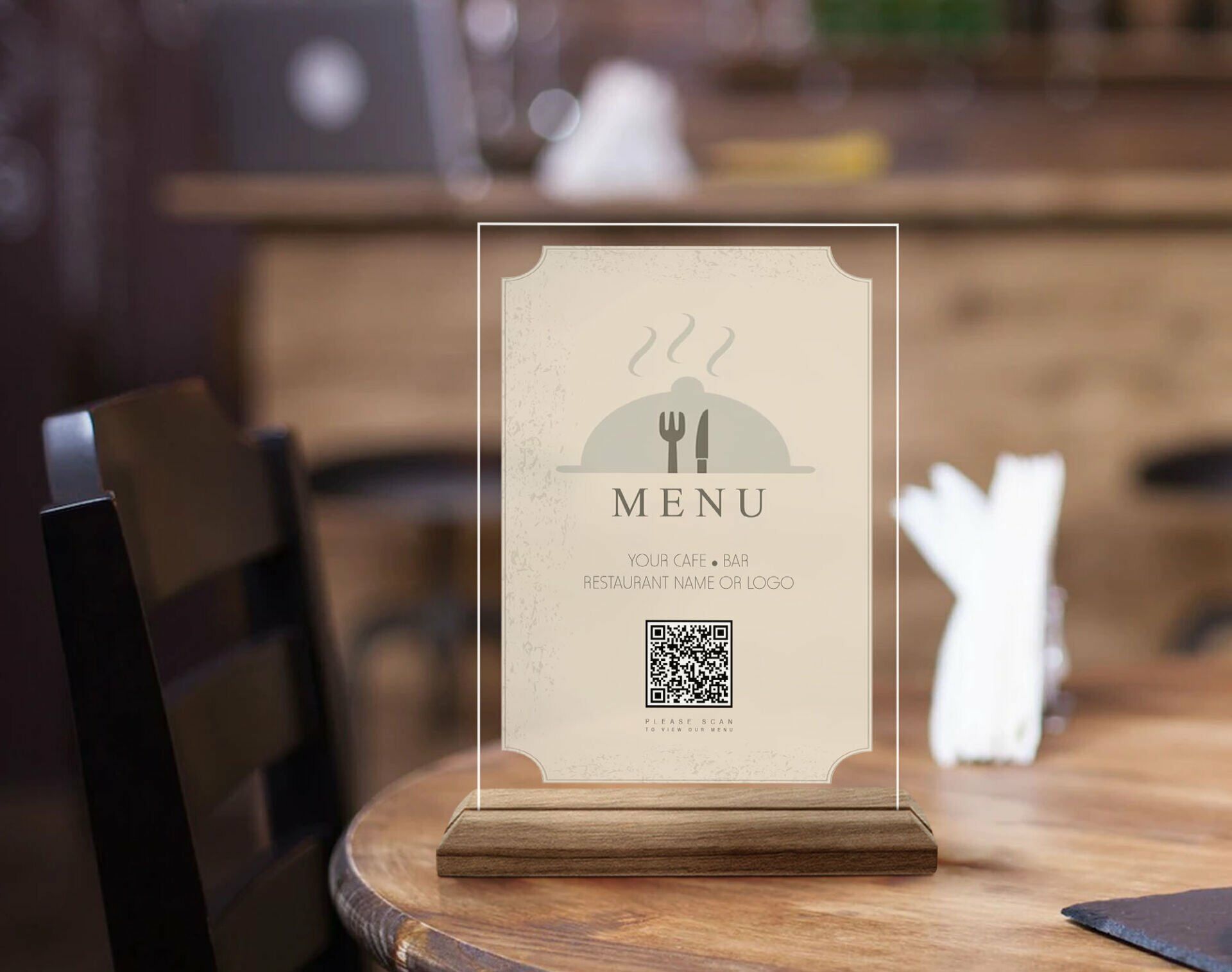 BK Gift Restoran & Cafe & Barlara Özel Ahşap Standlı Pleksi QR Kod Menü ...