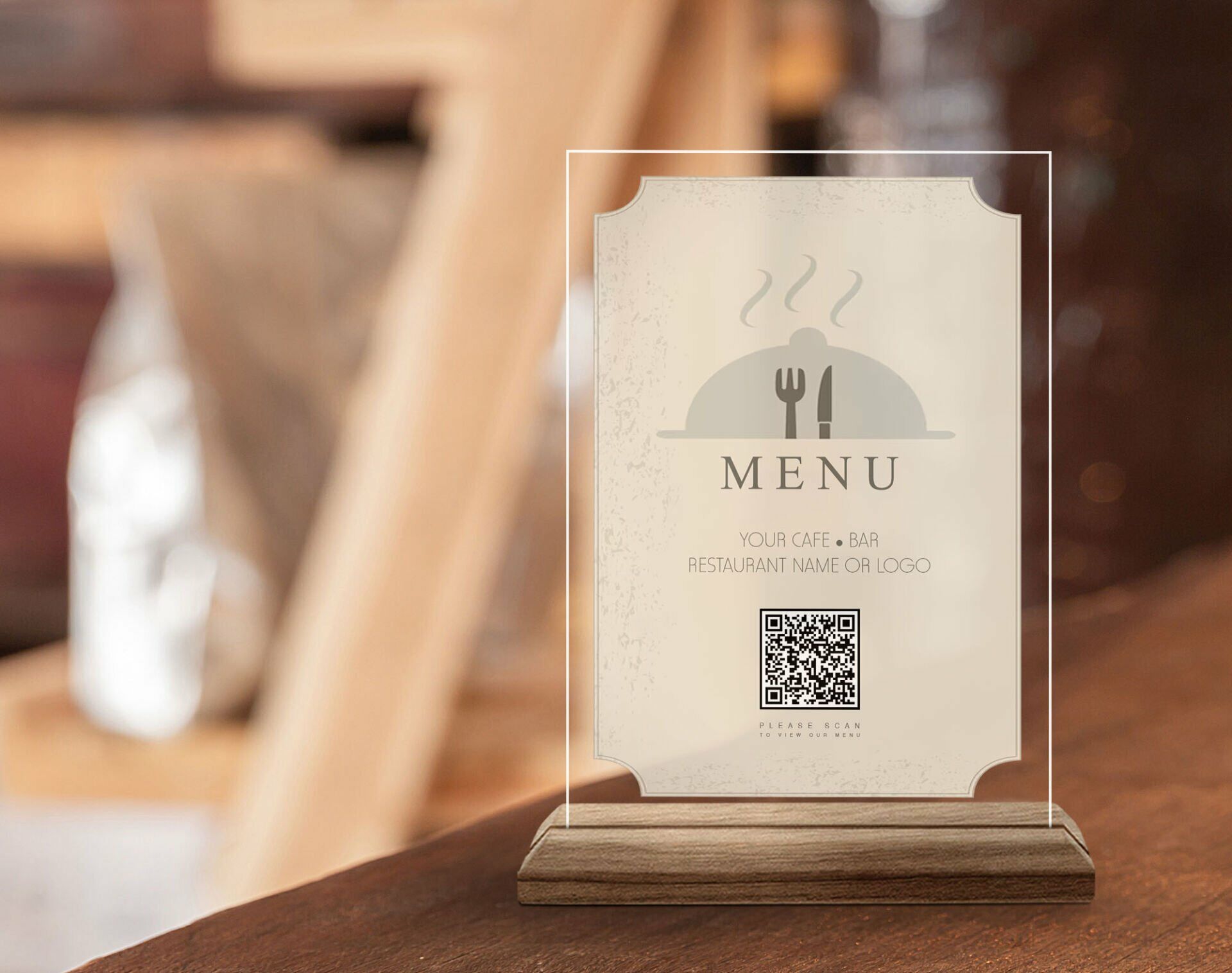 BK Gift Restoran & Cafe & Barlara Özel Ahşap Standlı Pleksi QR Kod Menü ...