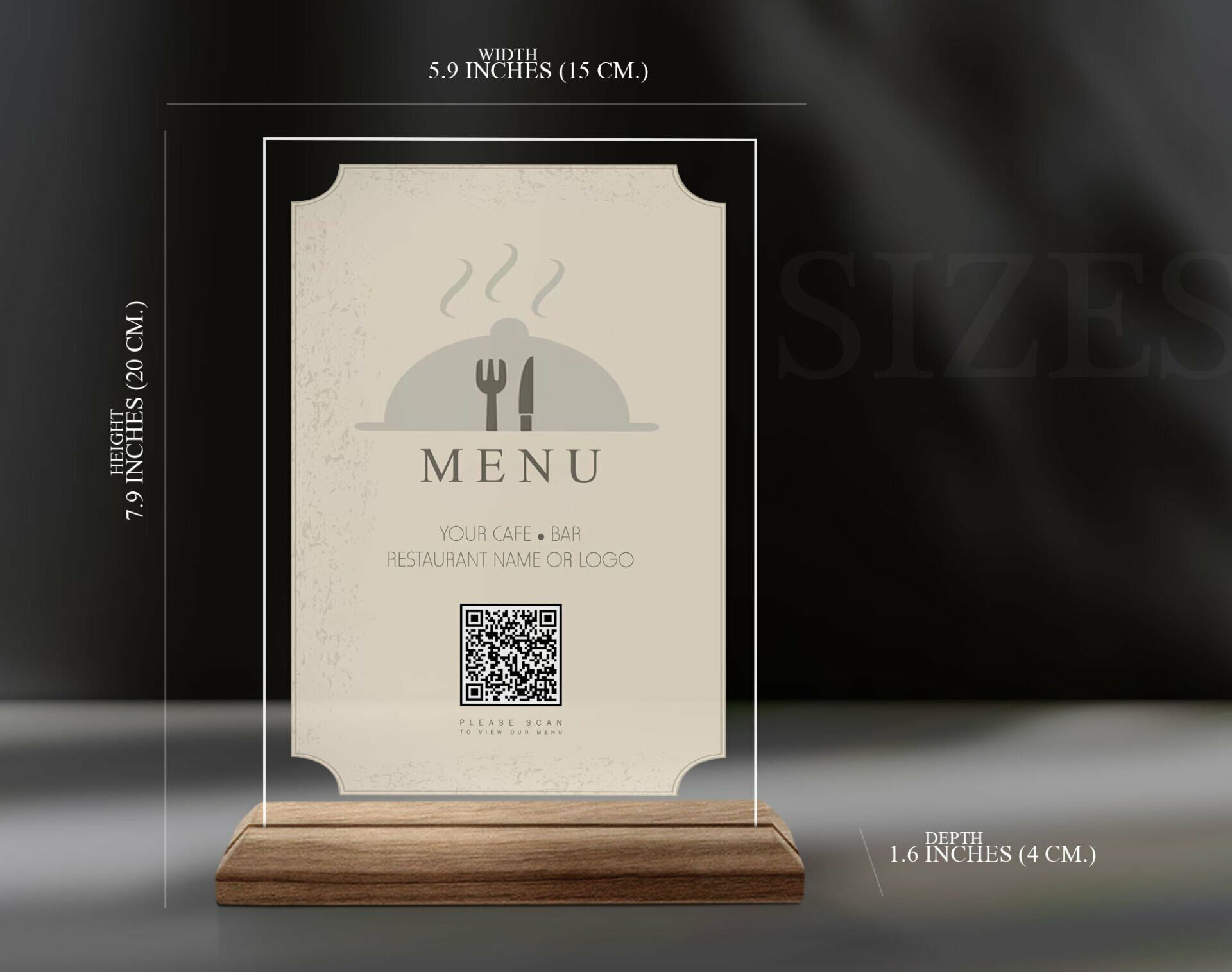 BK Gift Restoran & Cafe & Barlara Özel Ahşap Standlı Pleksi QR Kod Menü ...