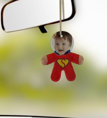 Kişiye Özel Süper Kahraman Çocuk Eğlenceli Bez Bebek Dikiz Ayna Süsü-13