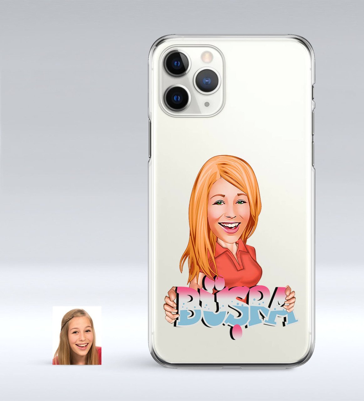 Kişiye Özel Bayan İsimli Karikatürlü iPhone 11 Pro İnce Şeffaf Silikon Telefon Kapağı-1