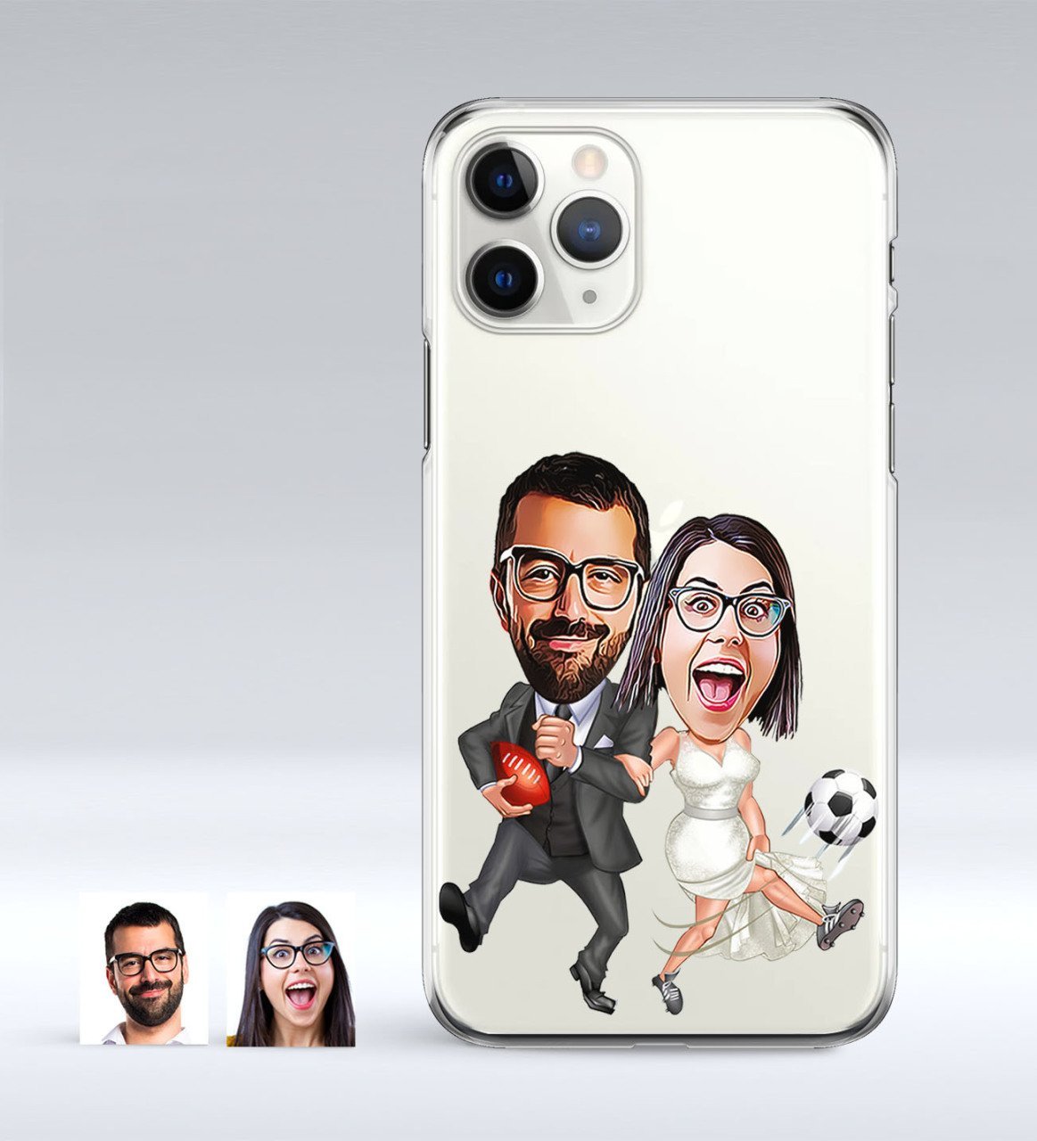 Kişiye Özel Sevgililer Karikatürlü iPhone 11 Pro İnce Şeffaf Silikon Telefon Kapağı-15