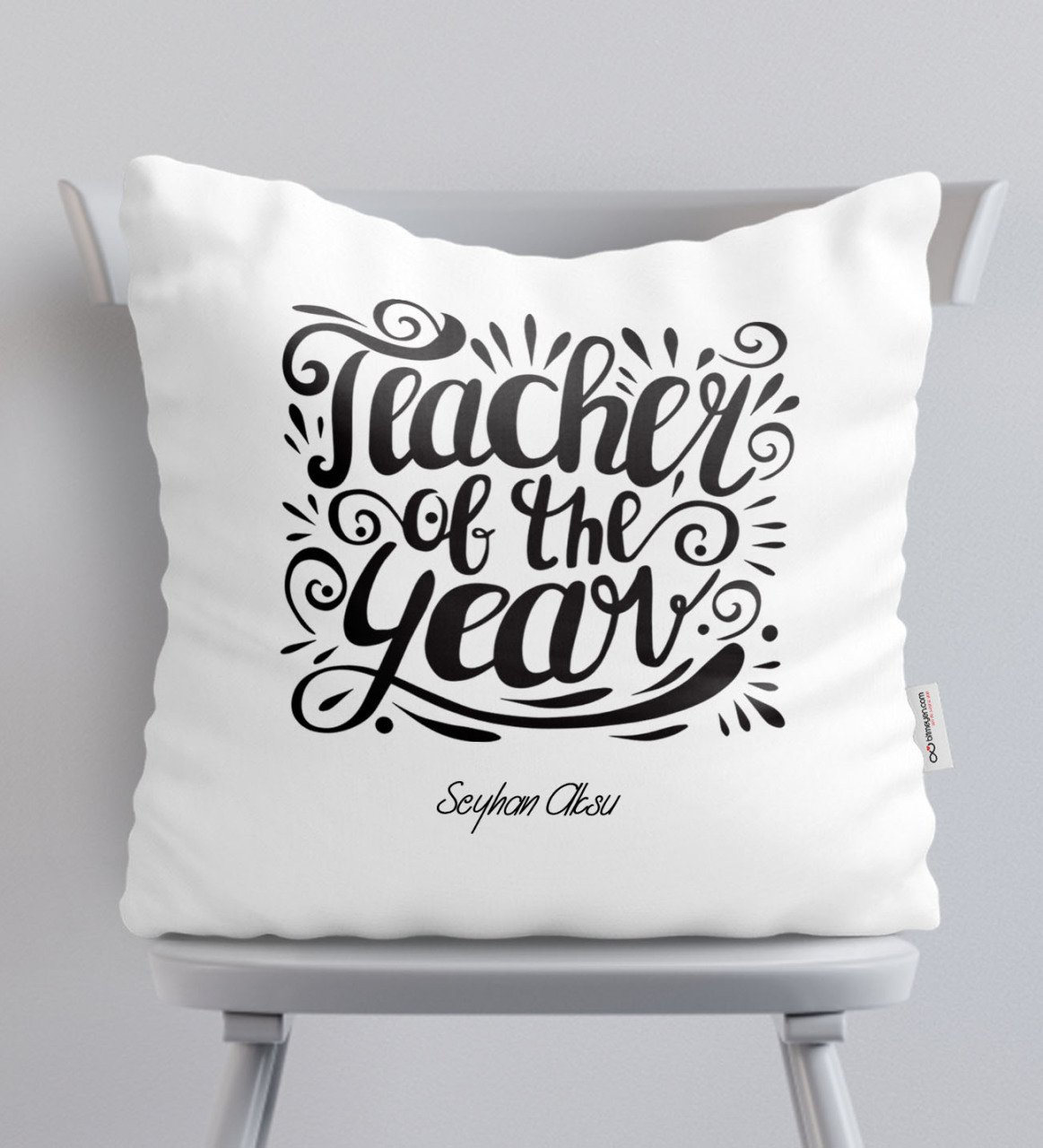 Kişiye Özel Yılın Öğretmeni Beyaz Yastık-1