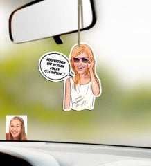 Kişiye Özel Bayan Kolay Yetişmiyor Karikatürlü Ahşap Araba Dikiz Ayna Süsü-4