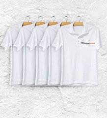 Firmalar İçin 10 adet 1. Kalite Logo Baskılı Beyaz Polo Yaka Tişört