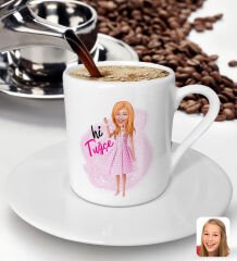 Bk Gift Kişiye Özel Barbie Karikatürlü Türk Kahvesi Fincanı-5, Barbie Filmi, Barbie Hediyelik Eşya, Arkadaşa Hediye