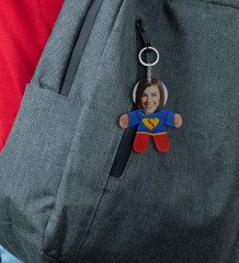 Kişiye Özel Kadın Süper Kahraman Eğlenceli Bez Bebek Çanta Fermuar Aksesuarı-14
