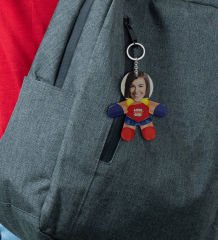 Kişiye Özel Kadın Süper Kahraman Eğlenceli Bez Bebek Çanta Fermuar Aksesuarı-2