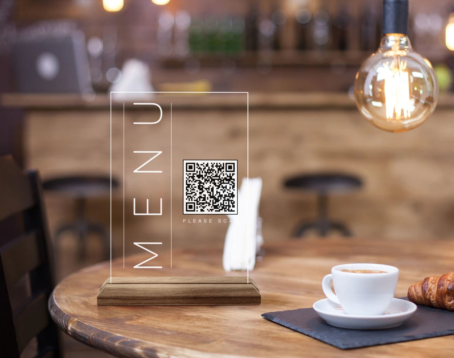 BK Gift Restoran & Cafe & Barlara Özel Ahşap Standlı Pleksi QR Kod Menü ...