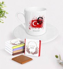 Kişiye Özel Atatürk Temalı Türk Kahvesi Fincanı ve Çikolata Hediye Seti-3