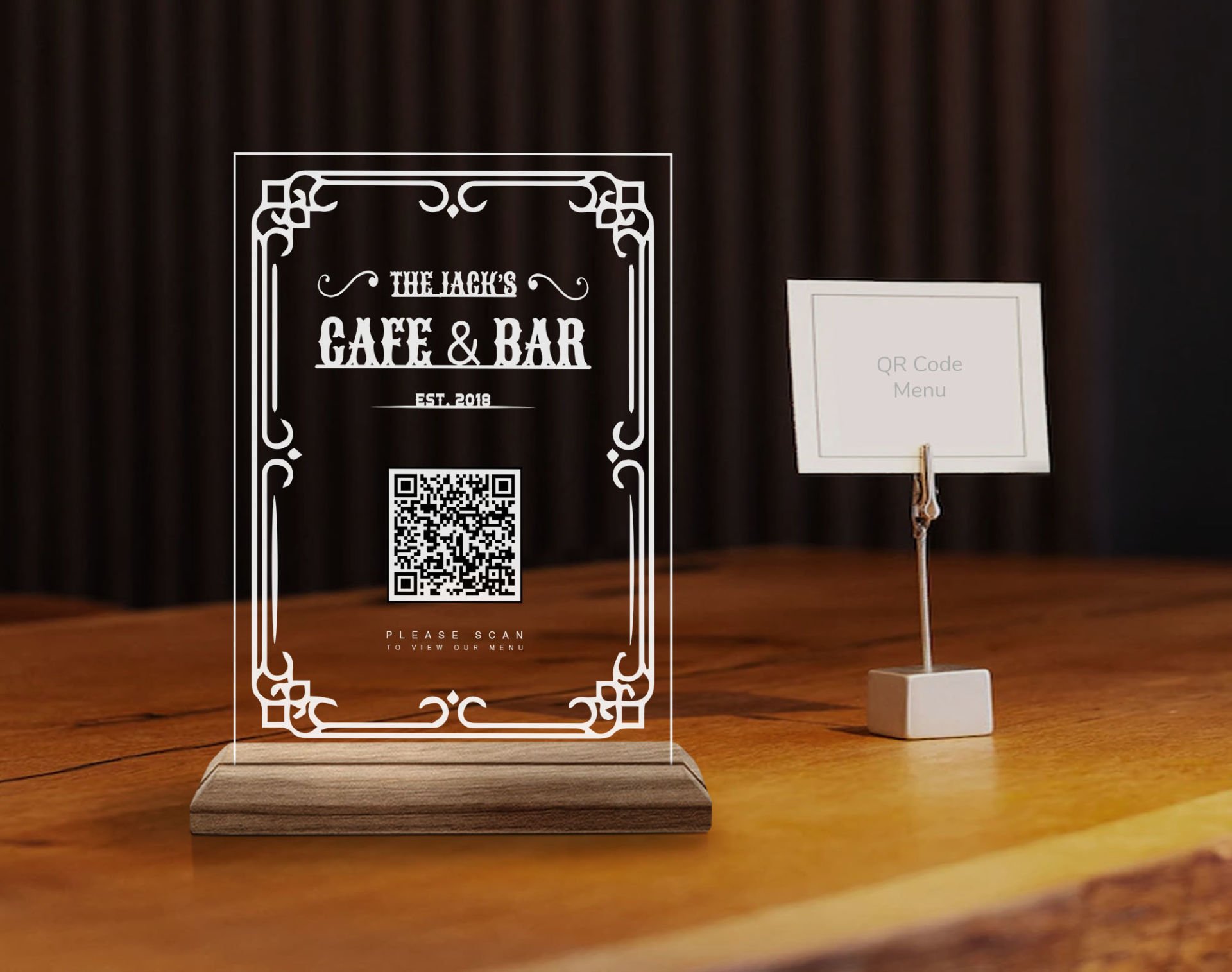 BK Gift Restoran & Cafe & Barlara Özel Ahşap Standlı Pleksi QR Kod Menü ...