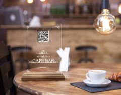 BK Gift Restoran & Cafe & Barlara Özel Ahşap Standlı Pleksi QR Kod Menü, Cafe&Bar için QR kodlu Tabela, QR kodlu Masa Dekoru - 10 ADET-4