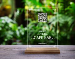 BK Gift Restoran & Cafe & Barlara Özel Ahşap Standlı Pleksi QR Kod Menü, Cafe&Bar için QR kodlu Tabela, QR kodlu Masa Dekoru - 10 ADET-4