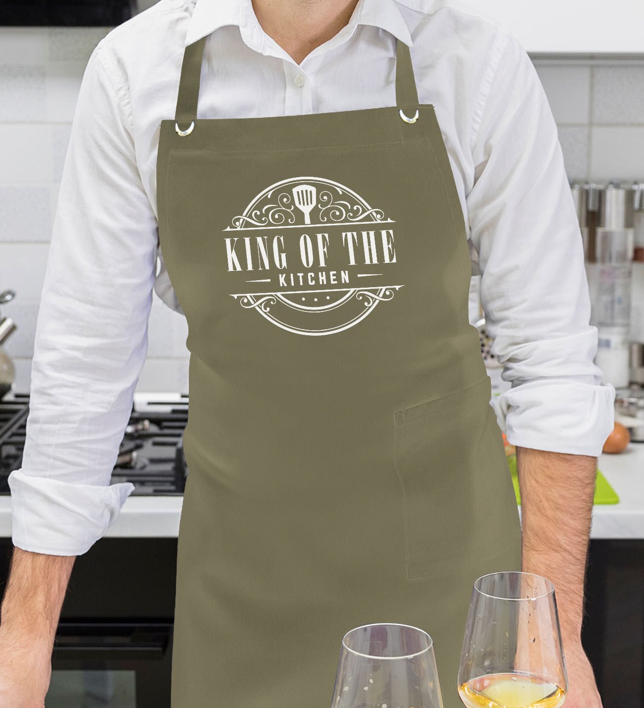 BK Gift Profesyonel Chef Tasarımlı Haki Yeşil Mutfak Önlüğü, Aşçı Önlüğü, Şef Önlüğü, Ev Hediyesi, Arkadaşa Hediye-12