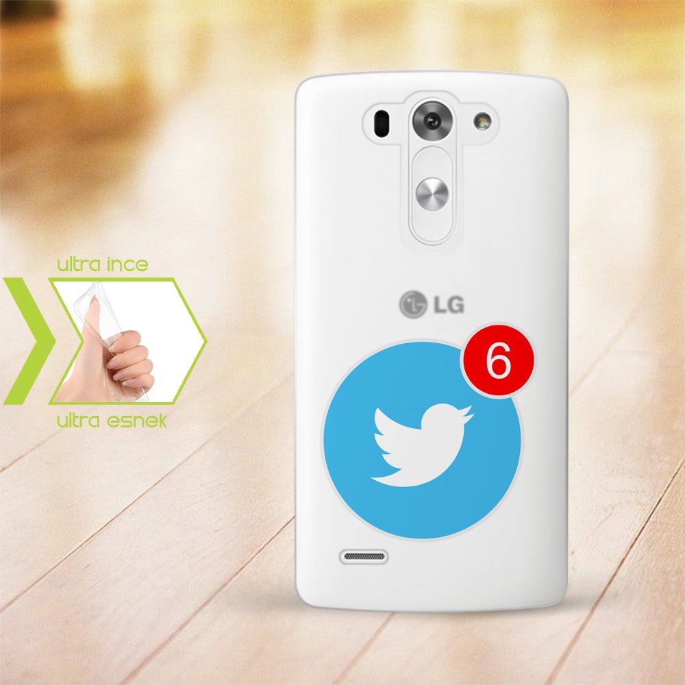 Kişiye Özel LG G3 İnce Şeffaf Silikon Telefon Kapağı (Twitter-2)