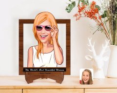 Personalized Women's Day The Most Beautiful Woman in the World with Cartoon Wooden Stand 3D Trinket-25