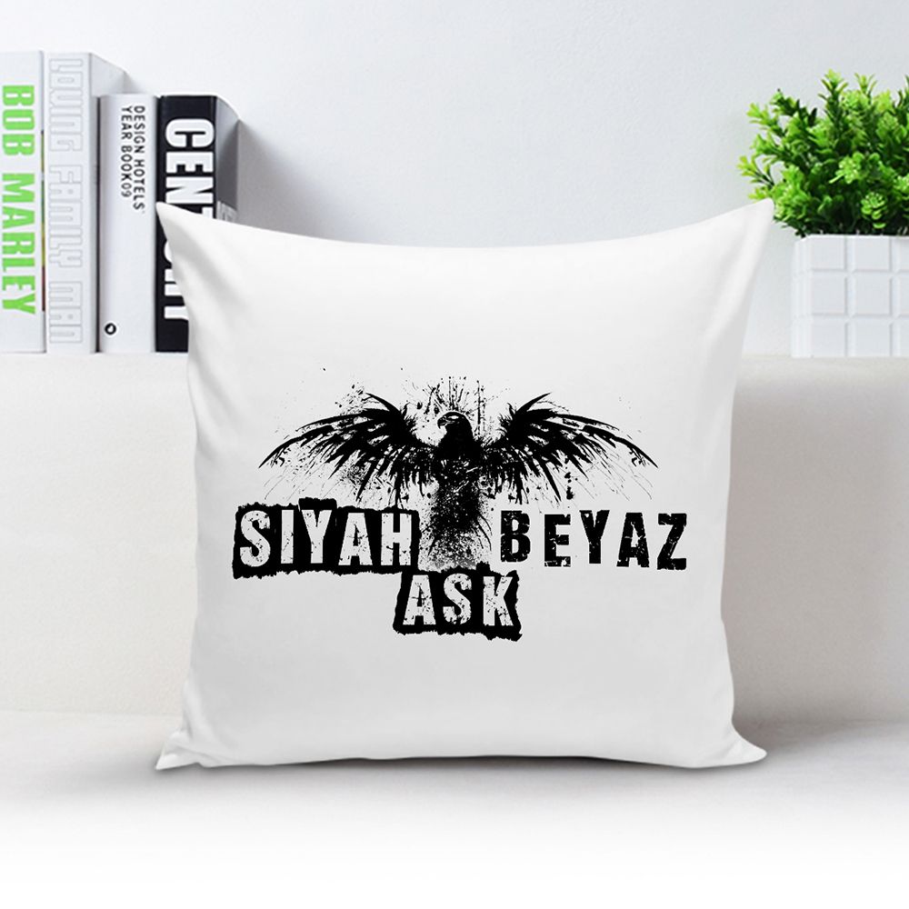 Kişiye Özel Yastık Kılıfı (Siyah Beyaz Temalı) 008