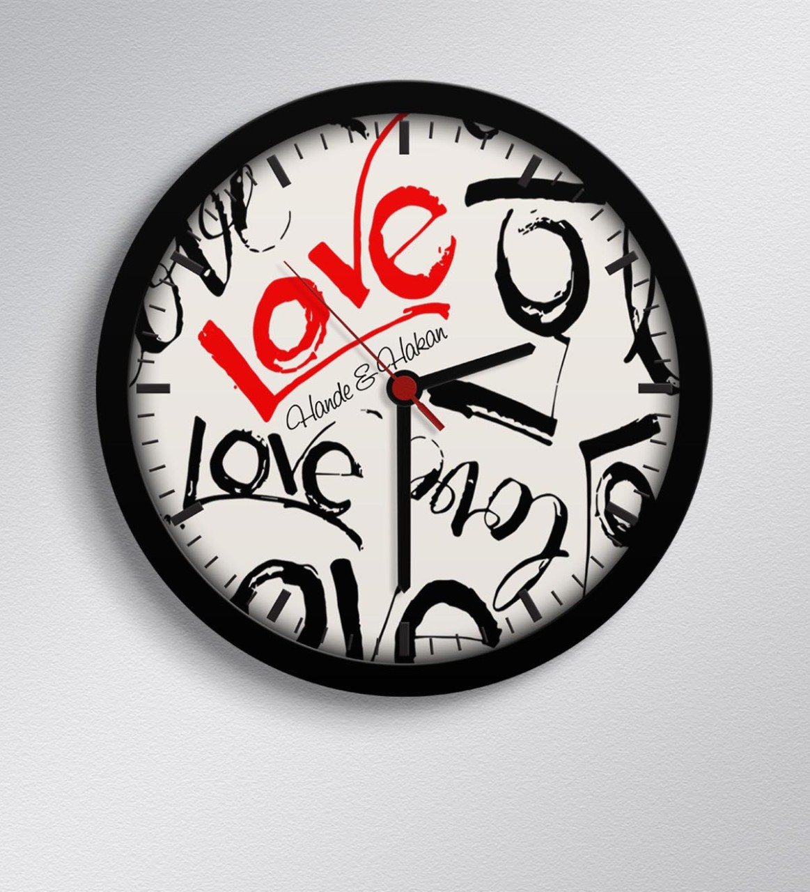 Kişiye Özel Sevgililer Günü Tasarımlı Ahşap Duvar Saati - 76