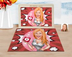 Kişiye Özel Kadın Youtuber Karikatürlü 1000 Parça Profesyonel Puzzle-2