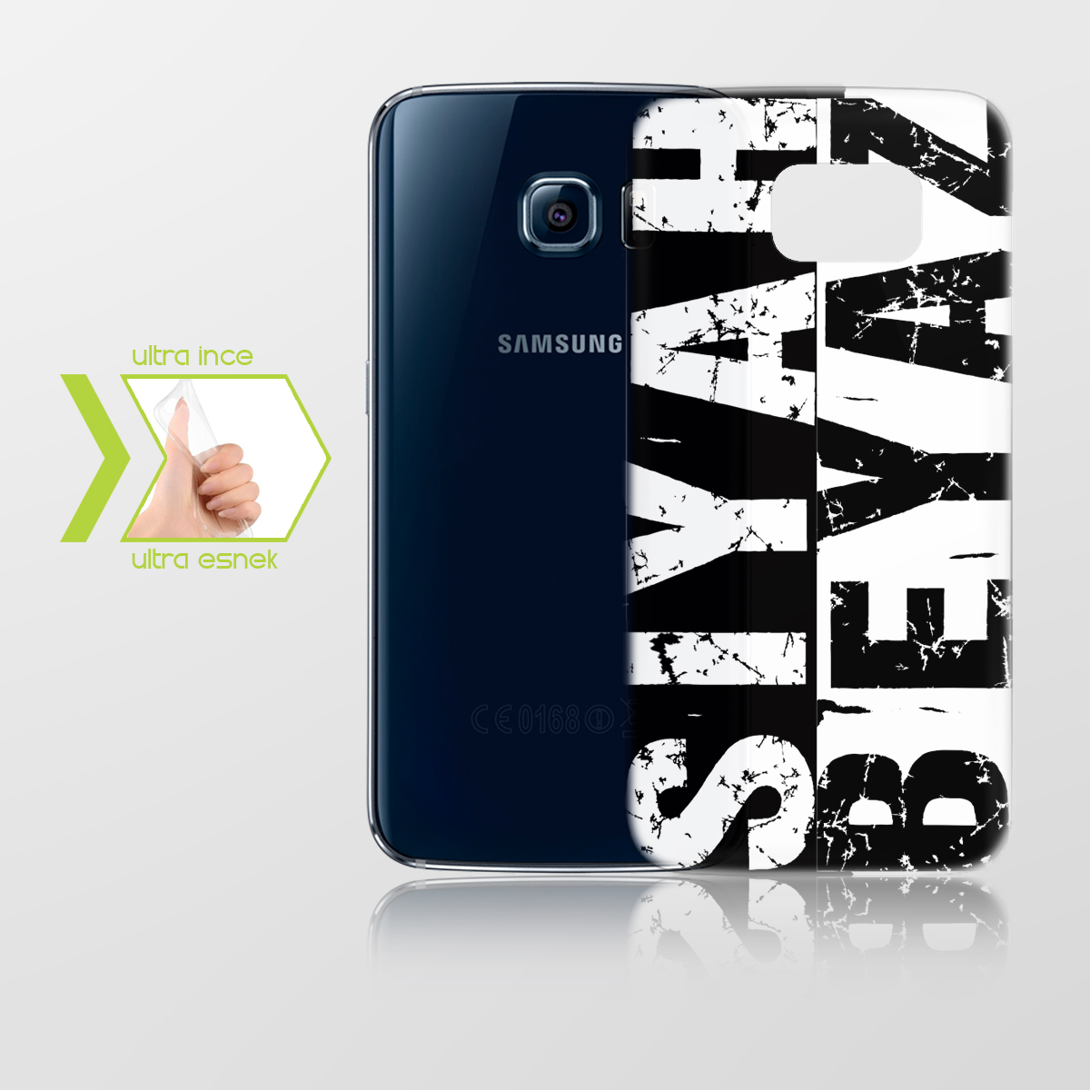 Kişiye Özel Samsung Galaxy S6 İnce Şeffaf Silikon Telefon Kapağı (Siyah Beyaz Temalı) 001