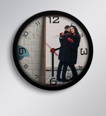 Sevgiliye Özel Fotoğraflı Ahşap Duvar Saati - 4