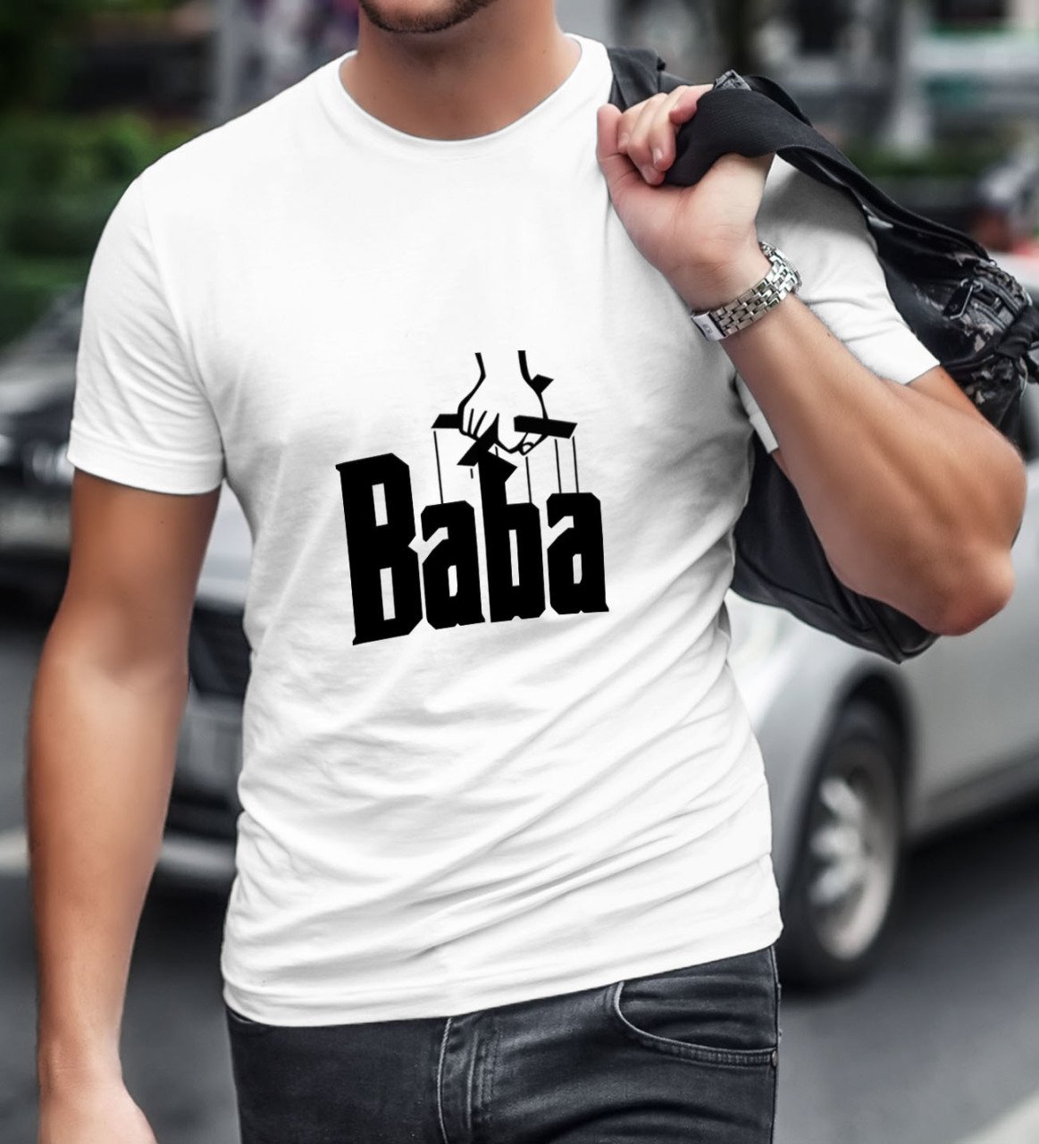 BK Home Godfather Baba Tasarımlı Beyaz T-Shirt-5