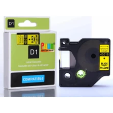 Puun Dymo Labelmanager Serisi Elektronik Etiketleme Makinesi D1 45018 S0720580 12MM x 7 Mt. Muadil Sarı Etikete Siyah Yazı Şerit Etiket Kaseti
