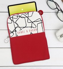 Kişiye Özel Sevgililer Fotoğraflı Taşınabilir Koruyucu Tablet Kılıfı & Organizer Çanta - Kırmızı-1