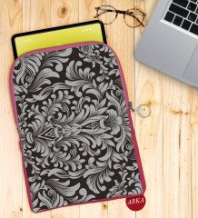 BK Gift Retro Motif Tasarımlı Taşınabilir Koruyucu Tablet Kılıfı & Organizer Çanta - Pembe-2