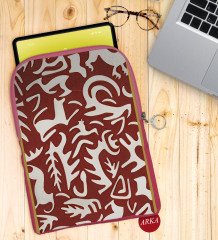 BK Gift Retro Motif Tasarımlı Taşınabilir Koruyucu Tablet Kılıfı & Organizer Çanta - Pembe-3