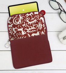 BK Gift Retro Motif Tasarımlı Taşınabilir Koruyucu Tablet Kılıfı & Organizer Çanta - Bordo-3