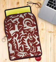 BK Gift Retro Motif Tasarımlı Taşınabilir Koruyucu Tablet Kılıfı & Organizer Çanta - Bordo-3