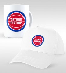 NBA Detroit Pistons Beyaz Kupa ve Şapka Seti