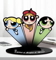 BK Gift Kişiye Özel İsimli Powerpuff Girls Buttercup Ahşap Biblo-6, Arkadaşa Hediye, Doğum Günü Hediyesi