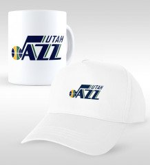 NBA Utah Jazz Beyaz Kupa ve Şapka Seti