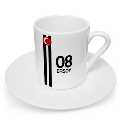 Kişiye Özel Siyah Beyaz Tasarımlı Türk Kahvesi Fincanı - Model 1