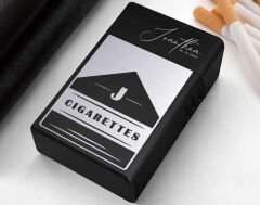 BK Gift Kişiye Özel İsimli Tarihli Siyah Metal Sigara Tabakası-1, Arkadaşa Hediye, İsimli Sigaralık, Metal Sigara Kutusu