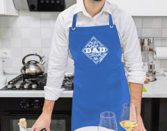 BK Gift Kişiye Özel İsimli Babalar Günü Tasarımlı Profesyonel Mavi Mutfak Önlüğü-5, Aşçı Önlüğü, Şef Önlüğü, Babaya Hediye