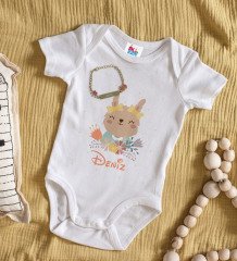 BK Kids Kişiye Özel İsimli Beyaz Bebek Body Zıbın ve Kız Bebek Künyesi Hediye Seti-14