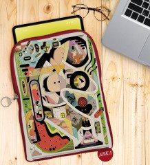 BK Gift Modern Soyut Tasarımlı Taşınabilir Koruyucu Tablet Kılıfı & Organizer Çanta - Kırmızı-2