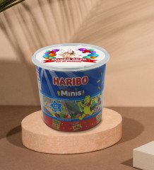 Kişiye Özel İsimli Fotoğraflı Doğum Günü Tasarımlı Dev Boy Haribo Minis Kovası (10gx100adet) Model 14