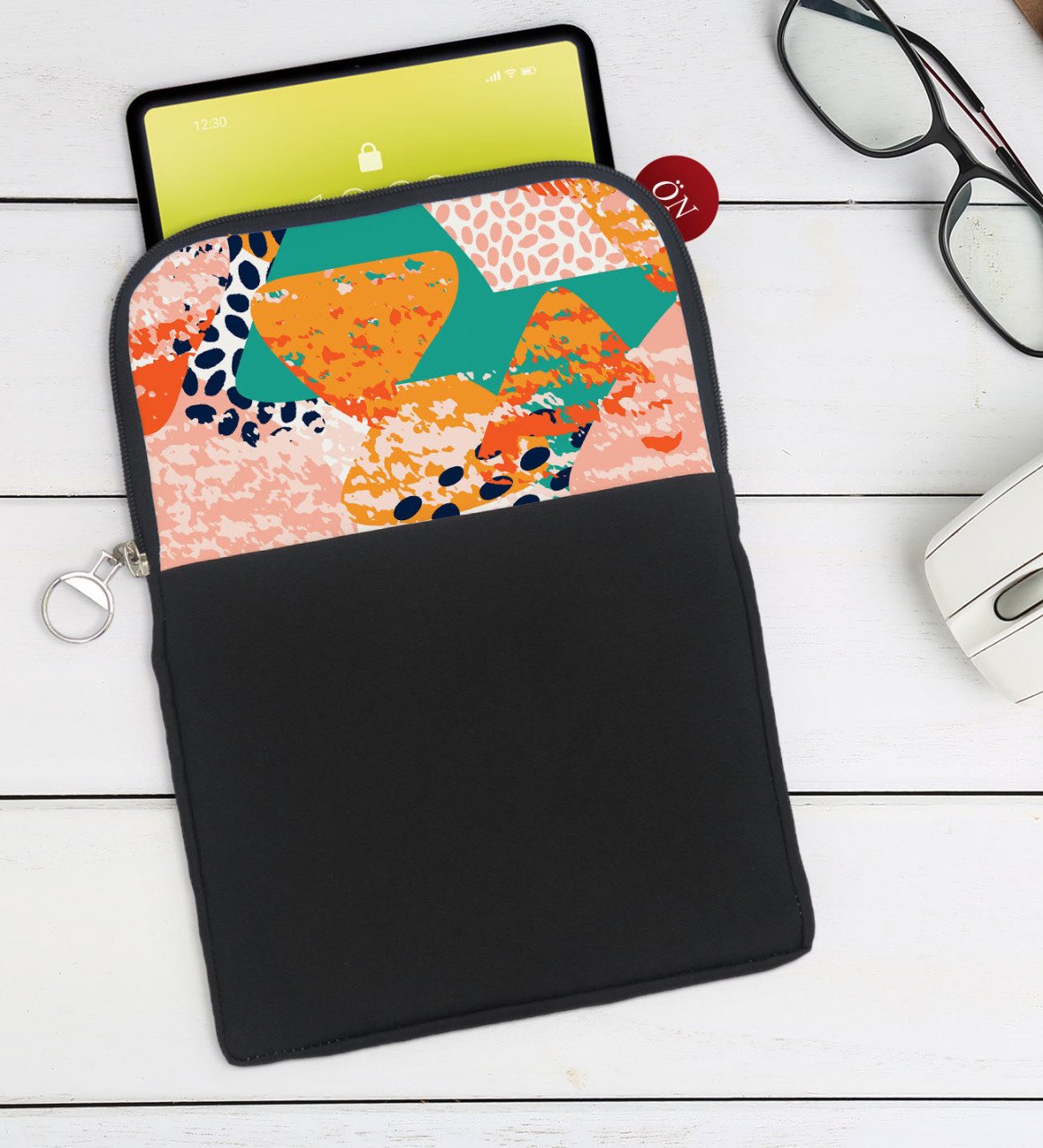 BK Gift Modern Art Tasarımlı Taşınabilir Koruyucu Tablet Kılıfı & Organizer Çanta - Siyah-1