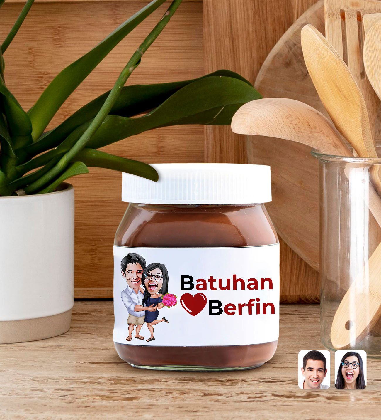 BK Gift Sevgiliye Özel İsimli ve Karikatürlü Nutella 400gr., Sevgiliye Hediye, Sevgililer Günü Hediye, Doğum Günü Hediyesi-6