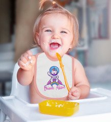 BK Kids Kişiye Özel Sevimli Astronot Tasarımlı Pembe Bebek Body Zıbın ve Mama Önlüğü Hediye Seti-1