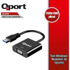 QPORT Q-UVG USB3.0 TO VGA ÇEVİRİCİ